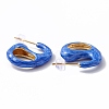 Brass Enamel Stud Earrings EJEW-A093-09G-3