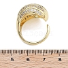 Rack Plating Brass Micro Pave Clear Cubic Zirconia Cuff Finger Rings for Women RJEW-M028-41G-3