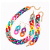Acrylic Curb Chain Chain Necklaces & Dangle Earrings & Bracelets Sets FS-WGA399B-02-1
