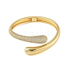 Rack Plating Brass Micro Pave Clear Cubic Zirconia Open Cuff Bangles for Women BJEW-B109-03G-2