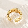 Brass Micro Pave Clear Cubic Zirconia Open Cuff Rings for Women RJEW-M026-01G-01-3