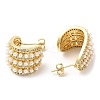 Rack Plating Brass Arch Stud Earrings with ABS Imitation Pearl Beaded EJEW-R152-05G-2
