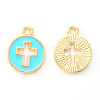 Light Gold Plated Alloy Enamel Pendants X-ENAM-R136-18D-2