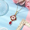 Handmade Glass Seed Beads and Glass Pearl Round Pendants Necklaces NJEW-MZ00057-01-2