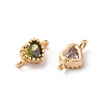 Brass Pave Glass Connector Charms KK-C062-008G-2