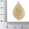 Rack Plating Brass Orchid & Clear Cubic Zirconia Teardrop Connector Charms KK-A234-073G-3