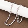 Brass Pave Pink Cubic Zirconia Heart Link Chain Necklaces KK-CBA4547-16A-P-3