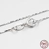 Anti-Tarnish Rhodium Plated 925 Sterling Silver Boston Link Chain Necklaces STER-M086-17A-4