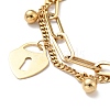 Padlock and Round Ball Charm Multi-strand Bracelet BJEW-G639-19G-2