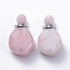 Faceted Natural Rose Quartz Openable Perfume Bottle Pendants G-E564-08B-P-2