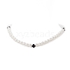 Natural Black Onyx Cross & Acrylic Imitation Pearl Beaded Necklace for Women NJEW-JN04218-4