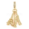 Rack Plating Brass Micro Pave Cubic Zirconia European Dangle Charms KK-P287-21G-1