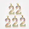 Brass Cubic Zirconia Pendants ZIRC-S062-01B-2-1