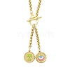 Ion Plating(IP) 304 Stainless Steel Green Yellow Enamel Letter & Eye Pendant Wheat Chain Necklaces STAS-Z102-01G-T-1