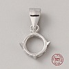 Rhodium Plated 925 Sterling Silver Open Back Bezel Pendant Cabochon Settings STER-WH0004-018A-1