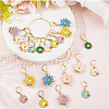 20Pcs 10 Styles Flower Alloy Enamel Pendant Locking Stitch Markers HJEW-SC00173-3