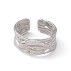 Non-Tarnish 304 Stainless Steel Twist Wave Open Cuff Ring for Women X-RJEW-C045-22P-2