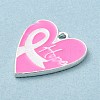 Breast Cancer Pink Awareness Ribbon Theme Alloy Enamel Pendants ENAM-A147-01A-2