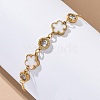 Cubic Zirconia & Resin Flower Link Bracelet BJEW-D025-05G-02-2