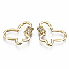 Brass Micro Pave Clear Cubic Zirconia Screw Carabiner Lock Charms KK-S360-023-NF-2