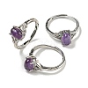 Oval Natural AmethystAdjustable Rings RJEW-Q818-01P-03A-1