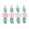 20Pcs Glass Flower Pendants PALLOY-JF03142-1