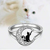 Cat Shape & Moon Alloy Finger Rings FS-WG27026-02-2