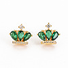 Brass Micro Pave Cubic Zirconia Stud Earrings KK-S356-251-NF-1