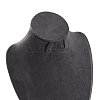 Bust Shaped Microfiber & Wood Jewelry Necklace & Earrings Display Stands NDIS-H042-01B-02-3