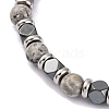 Natural Map Stone & Magnetic Synthetic Hematite Round Beaded Bracelet X-BJEW-P339-02P-02-2