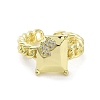 Brass Pave Cubic Zirconia Open Cuff Rings RJEW-M170-14G-2