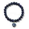 8.5mm Round Natural Lapis Lazuli Dyed Beaded Stretch Bracelets BJEW-C074-01K-2