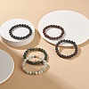 5Pcs 5 Style Natural Mixed Gemstone Round Beaded Stretch Bracelets Set for Men Women BJEW-JB08871-2