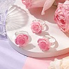 Glitter Powder Rose Resin Finger Rings RJEW-JR00731-01-2