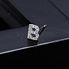 Platinum Brass Micro Pave Cubic Zirconia Stud Earrings XI6969-2-1