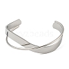 304 Stainless Steel Plain Cuff Bracelet BJEW-B076-02P-2