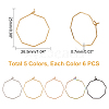 Unicraftale 30Pcs 5 Colors Ion Plating(IP) 316 Surgical Stainless Steel Hoop Earrings Findings STAS-UN0030-95-6