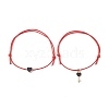 8Pcs 8 Style Heart & Skeleton Key Alloy Enamel Braided Bead Bracelets Set BJEW-JB09772-S-3