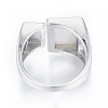 Natural Shell Square Open Cuff Ring RJEW-T001-88P-2