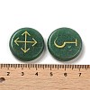 13Pcs Flat Round Natural Green Aventurine Rune Stones G-K335-08B-3