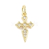 Cross Rack Plating Brass Clear Cubic Zirconia Pendants KK-M293-18G-1