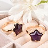 Star Natural Amethyst Adjustable Rings RJEW-H241-01G-03-5