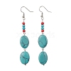 Brass Synthetic Turquoise Dangle Earrings EJEW-JE06535-03-3