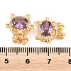 Brass Micro Pave Cubic Zirconia Beads KK-A298-13G-02-3