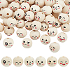 60Pcs 6 Styles Printed Wood European Beads WOOD-FG0001-46-1