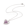 Heart Natural Mixed Stone Pendant Necklaces NJEW-JN03968-7