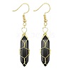 Obsidian Hexagon Handmade Copper Wire Wrapped Earrings Natural Stone Column Earrings ND6138-6-1