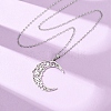 304 Stainless Steel Hollow Flower Moon Pendant Cable Chain Necklaces for Men Women NJEW-K308-01A-P-2
