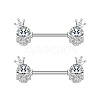 304 Stainless Steel Clear Cubic Zirconia Nipple Barbells WG1DC98-05-1