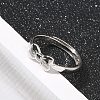 925 Sterling Silver Bowknot Adjustable Rings for Women RJEW-R008-02S-05-2